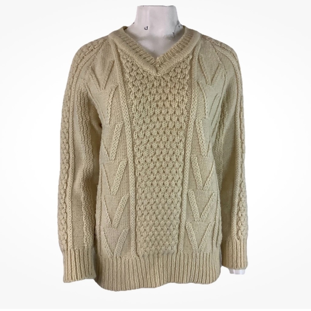 Donegal Handcraft Womens Sz XL 40 100% Pure Wool Irish Cable Knit Sweater